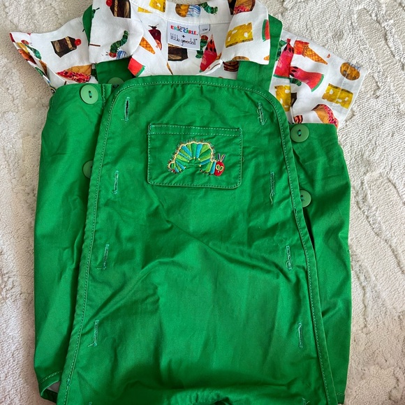 Eric Carl Little Goodall very hungry caterpillar reversible overalls button down - Picture 3 of 5